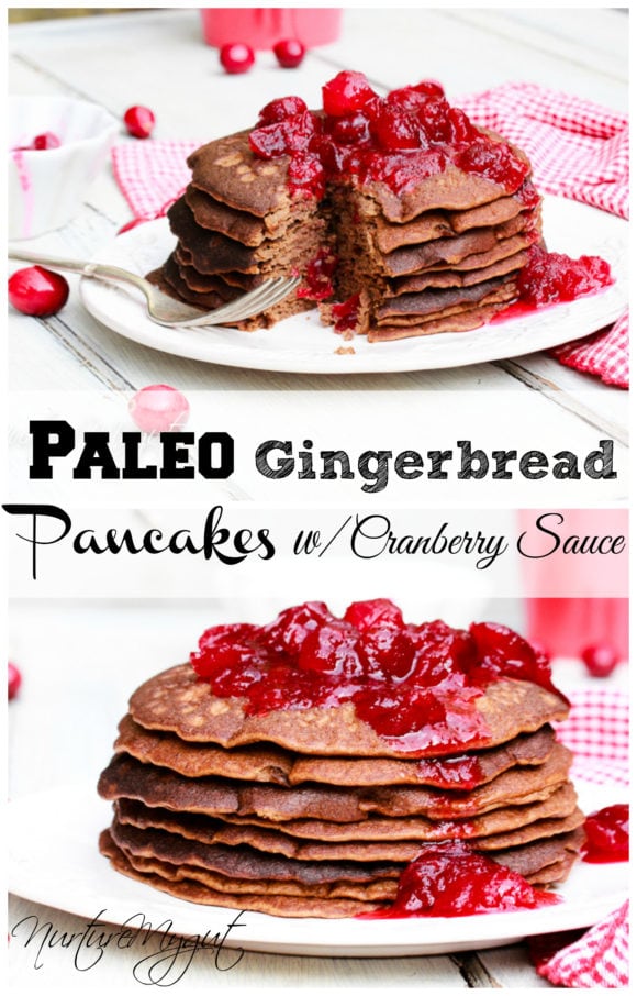 paleo gingerbread pancakes with cranberry- sauce