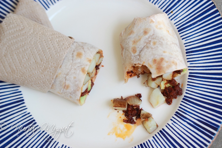 Paleo Breakfast Burrito with Potato and Chorizo