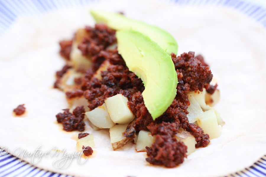 Paleo Breakfast Burrito with Potato and Chorizo