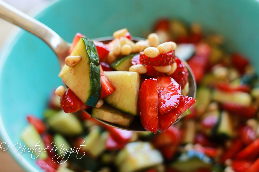 Nutty Strawberry Cucumber Salad