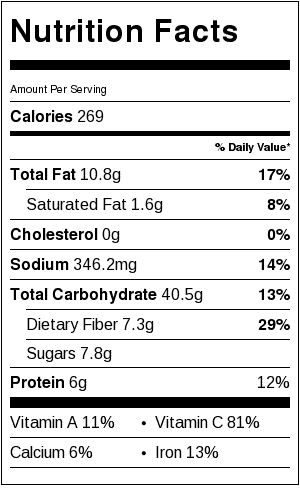 fantastic roasted vegetables nutritional information