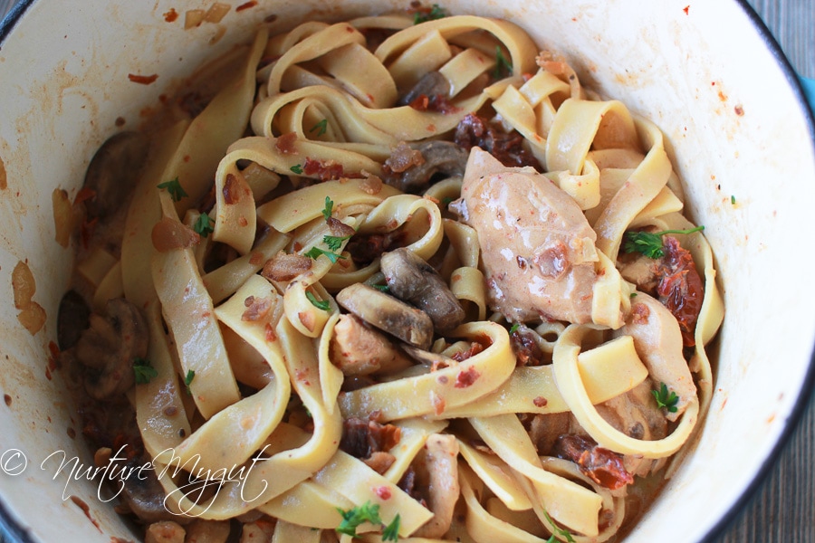 Paleo Pasta with Tomato Cream Sauce {Dairy Free}