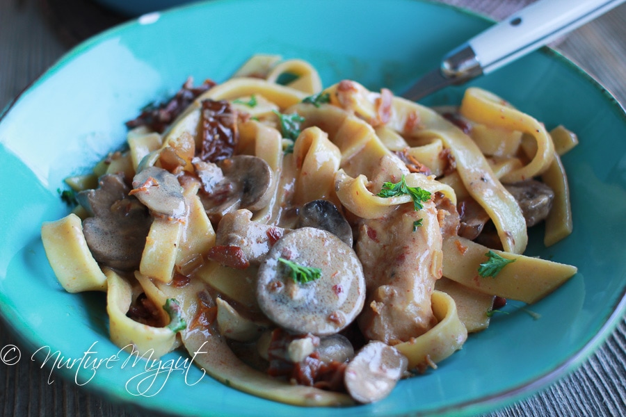 Paleo Pasta with Tomato Cream Sauce {Dairy Free}