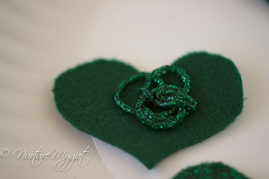 DIY St. Patrick's Day Felted Green Glitter Heart Headband