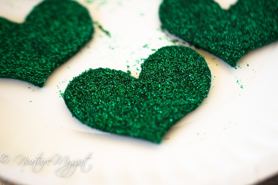 DIY St. Patrick's Day Felted Green Glitter Heart Headband