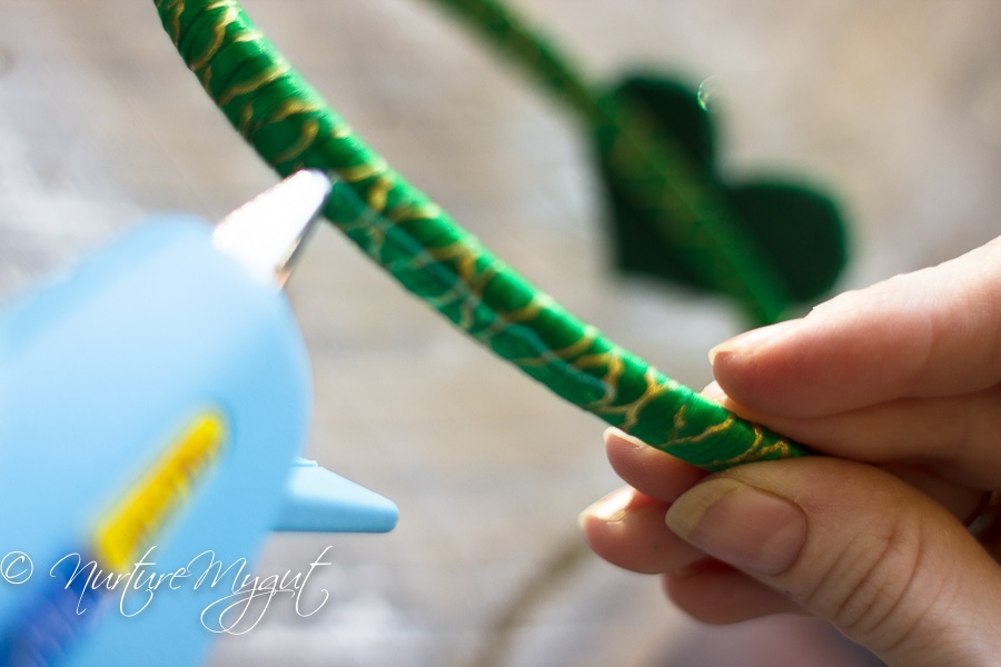 DIY St. Patrick's Day Felted Green Glitter Heart Headband