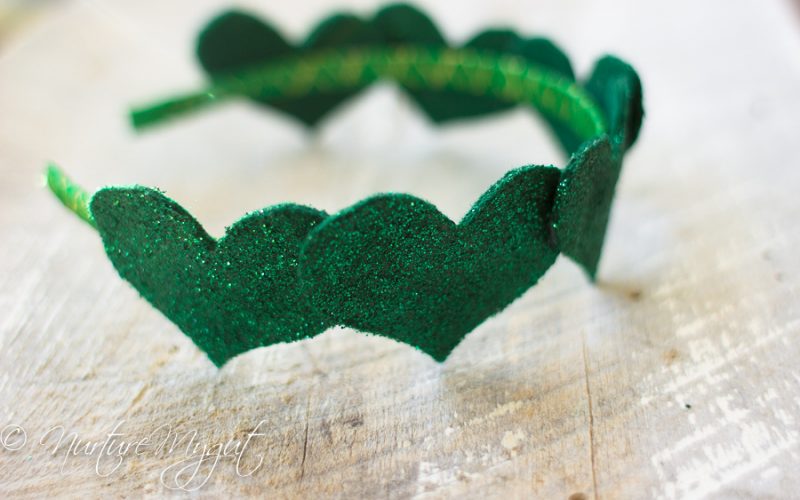 DIY St. Patrick’s Day Felted Green Glitter Heart Headband