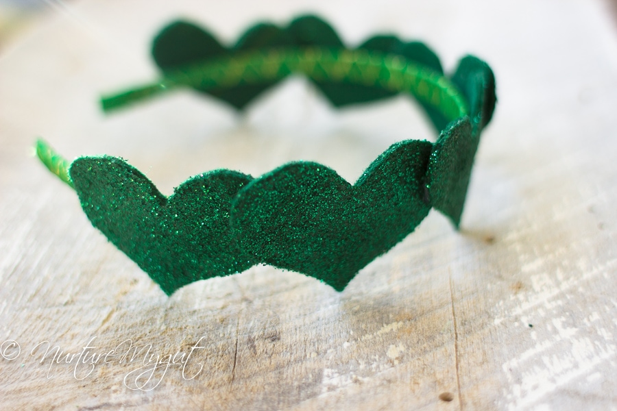 DIY St. Patrick's Day Felted Green Glitter Heart Headband