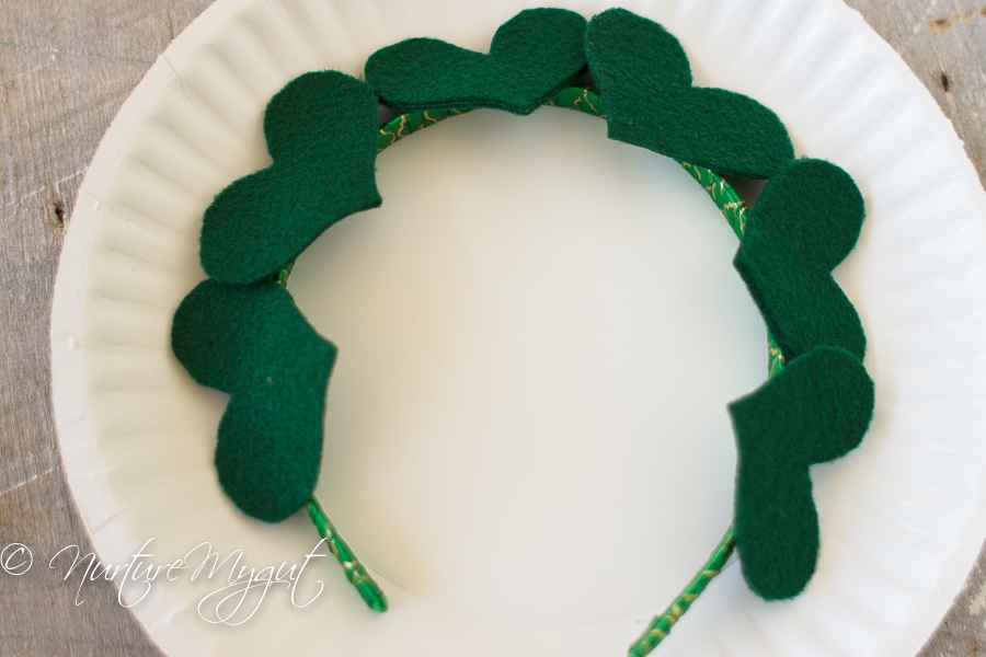 DIY St. Patrick's Day Felted Green Glitter Heart Headband