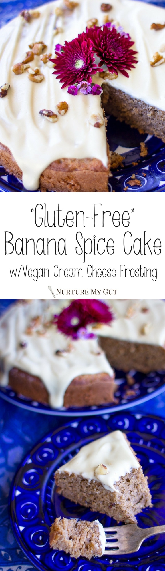Gluten Free Banana Spice Cake w/Vegan Cream Cheese Frosting