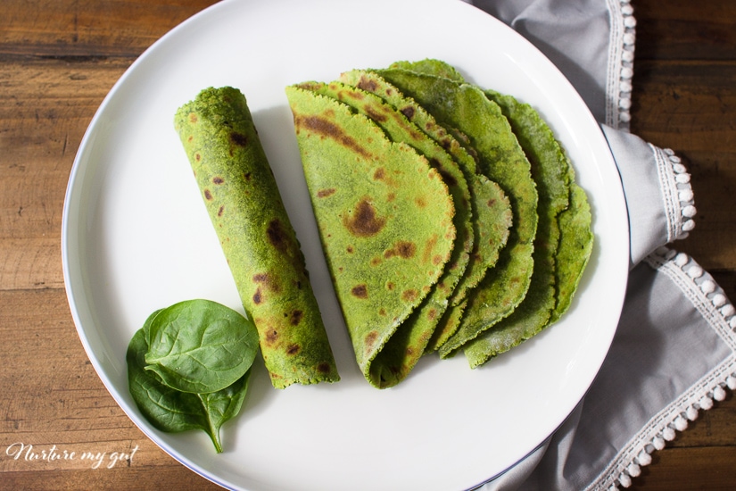 Homemade Gluten Free Spinach Tortillas