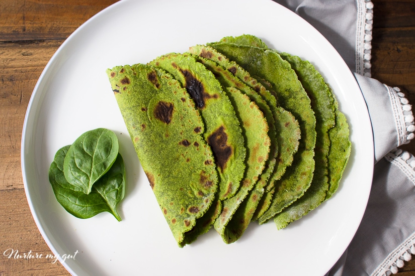 Homemade Gluten Free Spinach Tortillas