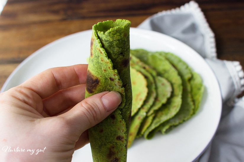 Homemade Gluten Free Spinach Tortillas