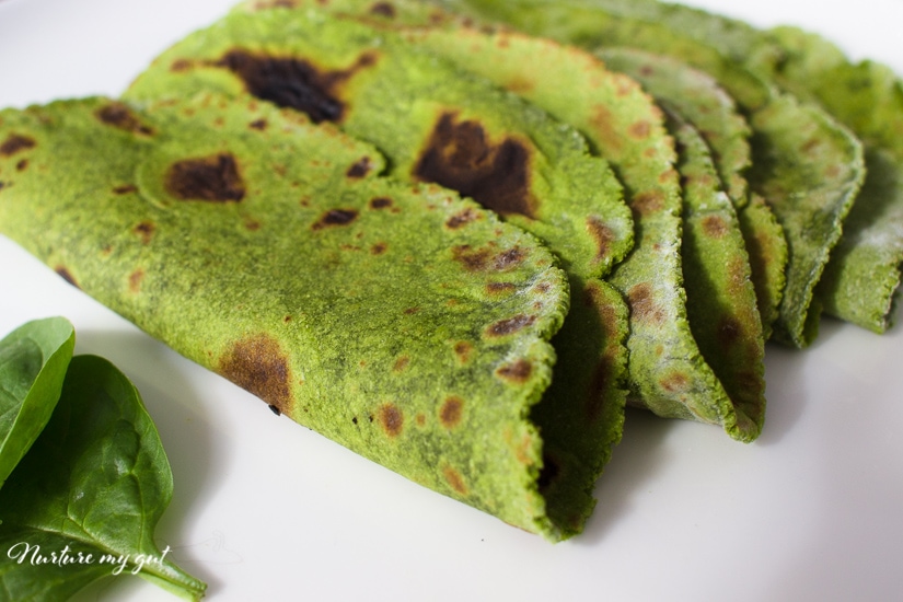 Homemade Gluten Free Spinach Tortillas