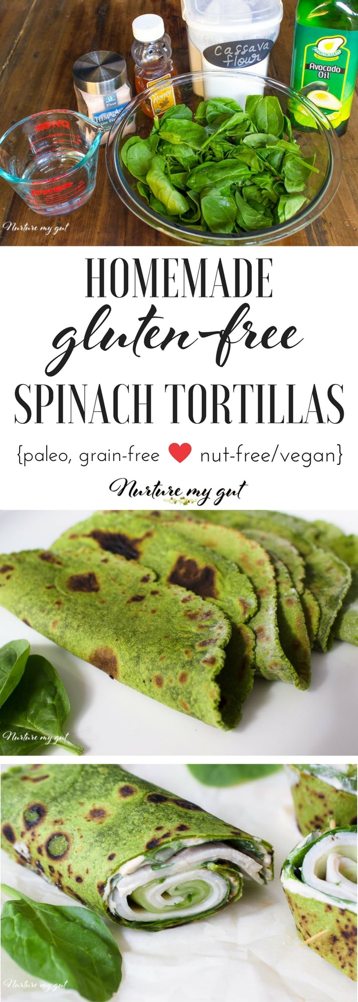 Homemade Gluten Free Spinach Tortillas