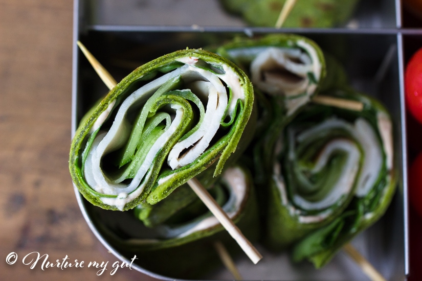 Gluten Free Spinach Turkey Cucumber Roll Ups