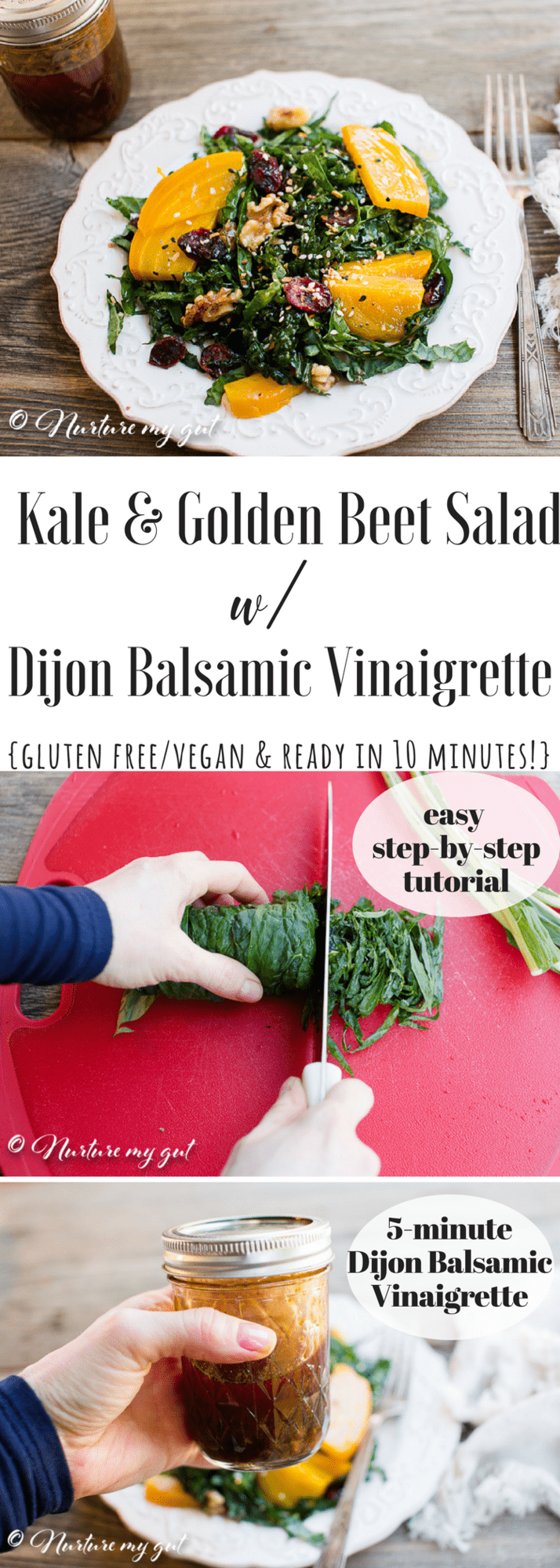 Kale and Golden Beet Salad with Dijon Balsamic Vinaigrette