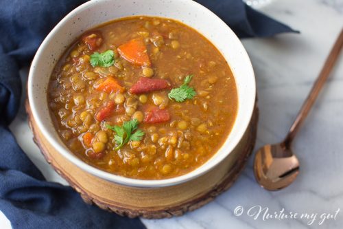 Delicious Homemade Vegan Tomato Lentil Soup Recipe | Nurture My Gut
