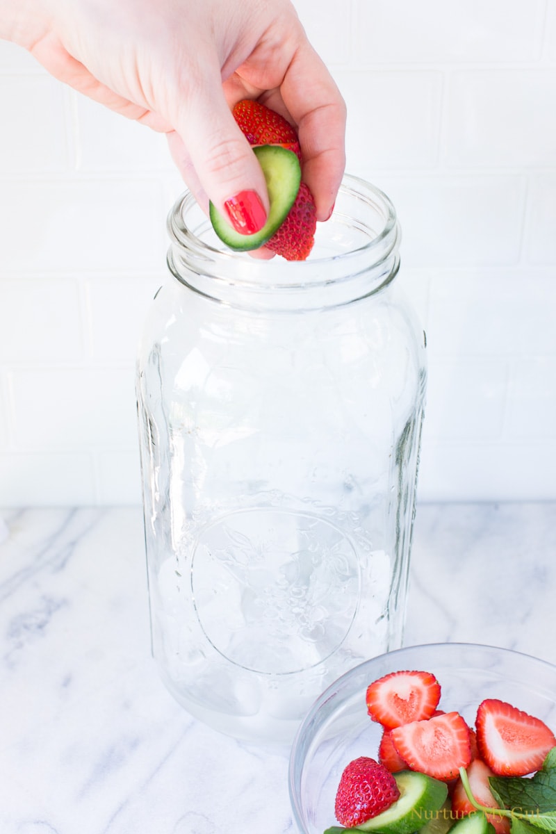 5 Minute Strawberry Cucumber Mint Infused Water