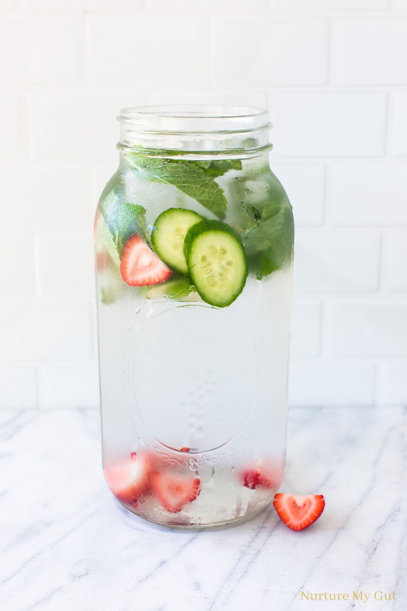 Lemon, Mint, Cucumber and Strawberry Infused Water - Slow The Cook