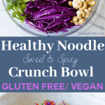 vegan noodle salad in white bowl