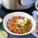 Instant Pot Chili Beans in a bowl with toppings