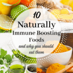 collage of immune boosting foods-citrus, ginger, green tea, turmeric