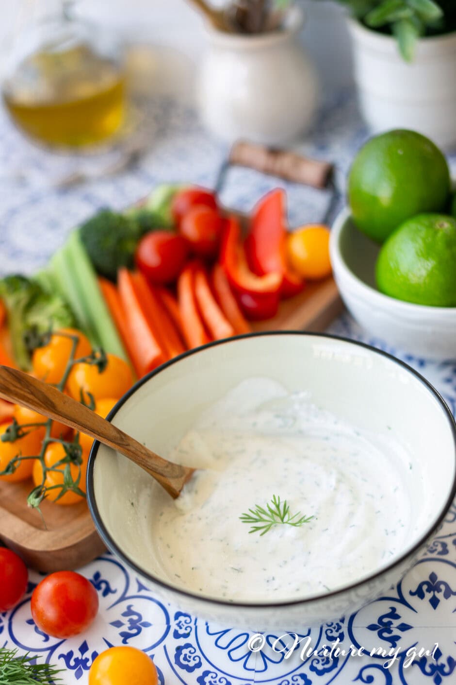 homemade ranch dip with crudités