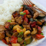 Air Fryer Kung Pao Chicken with white rice