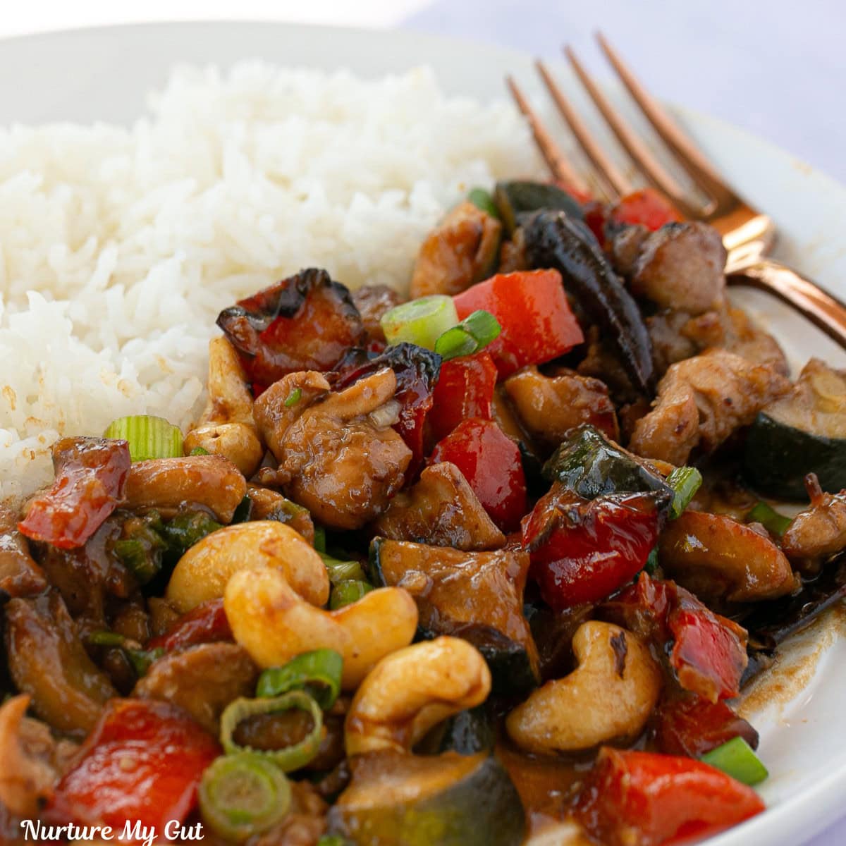 air fryer kung pao chicken with rice