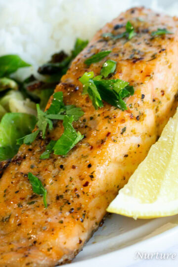Air Fryer Salmon Recipe with brussels sprouts